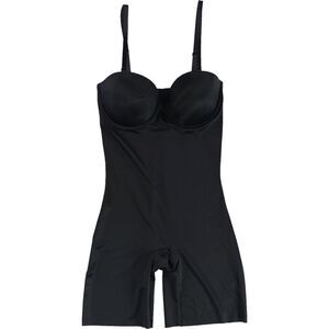 Red Hot Womens Solid Cupped Shapewear Romper, Black, NWT